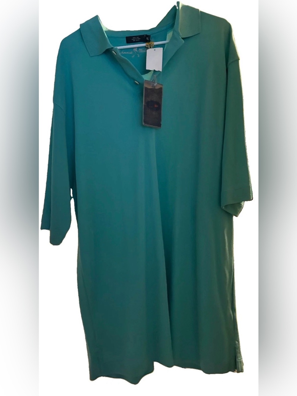 Johnnie Walker Men’s 100% Silk Teal Blue Polo Shirt XL NWT